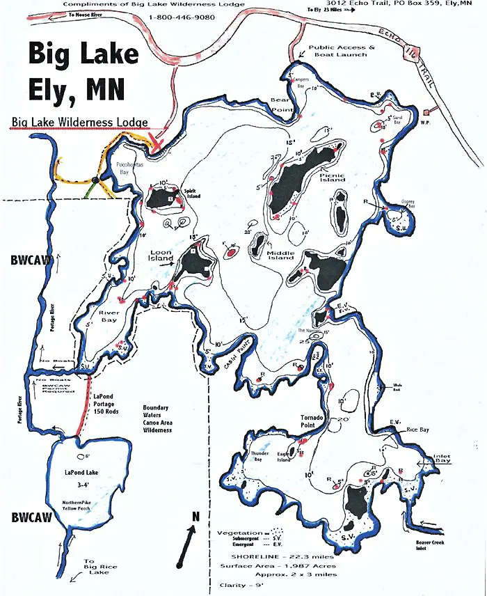Map of Big Lake near Ely, MN